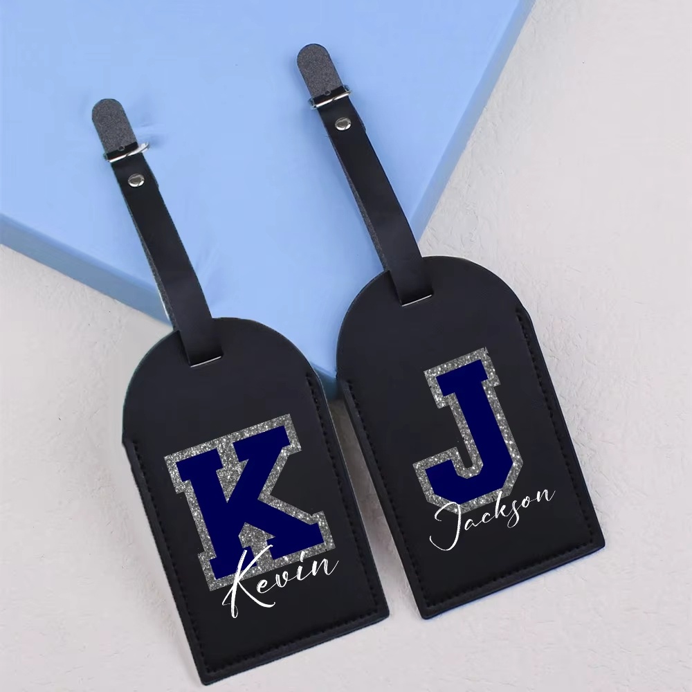 Travel Accessories Best - Personalisierter Monogramm-Initialen-Namens-Leder-Gepäckanhänger, Reiseetikett Hochzeitsgeschenk für den
