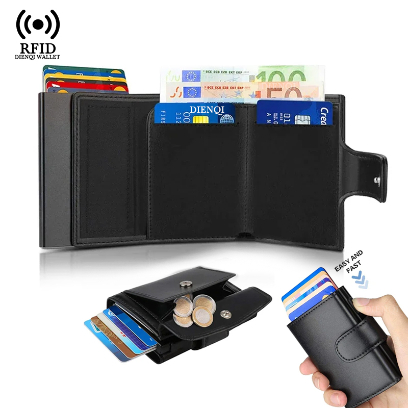 Passport Holder Rfid - Visitenkartenetui aus Metall, RFID-Kreditkartenetui, schwarze dreifach