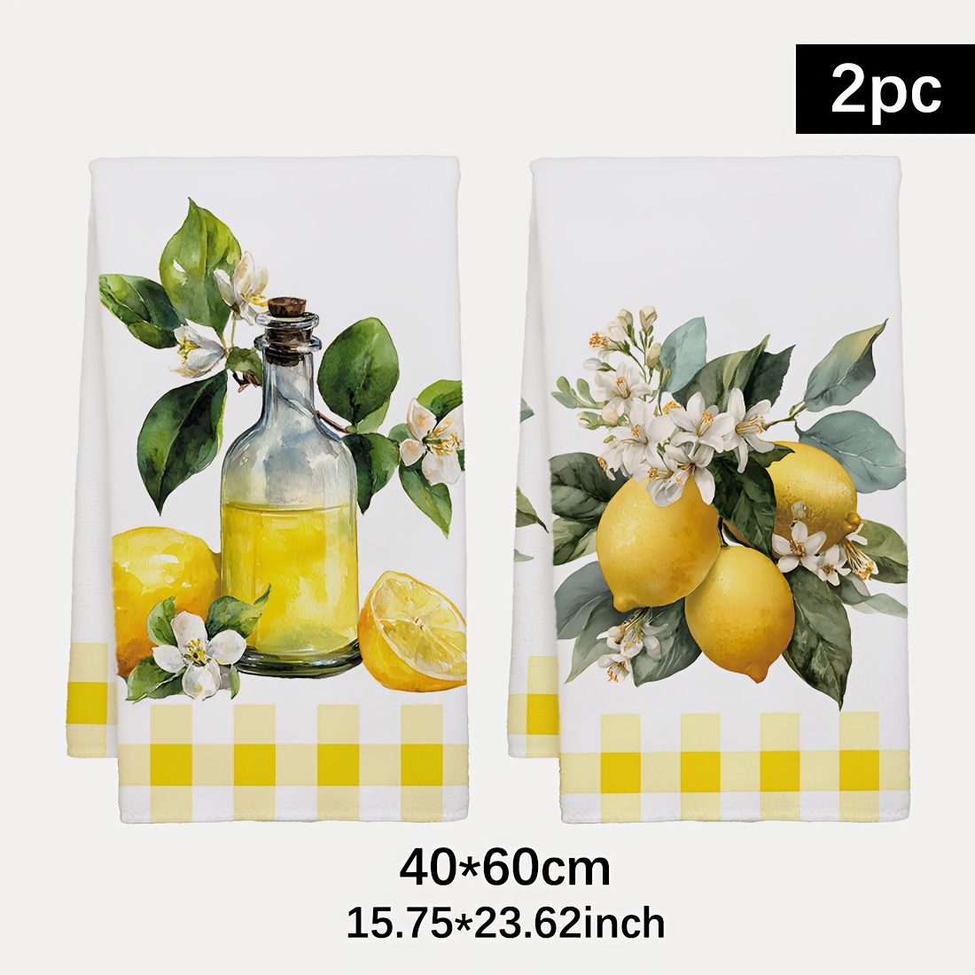 Travel Accessories Best - 2 Stück, Küchenhandtuch mit Zitronen-Blumenmuster, bestes