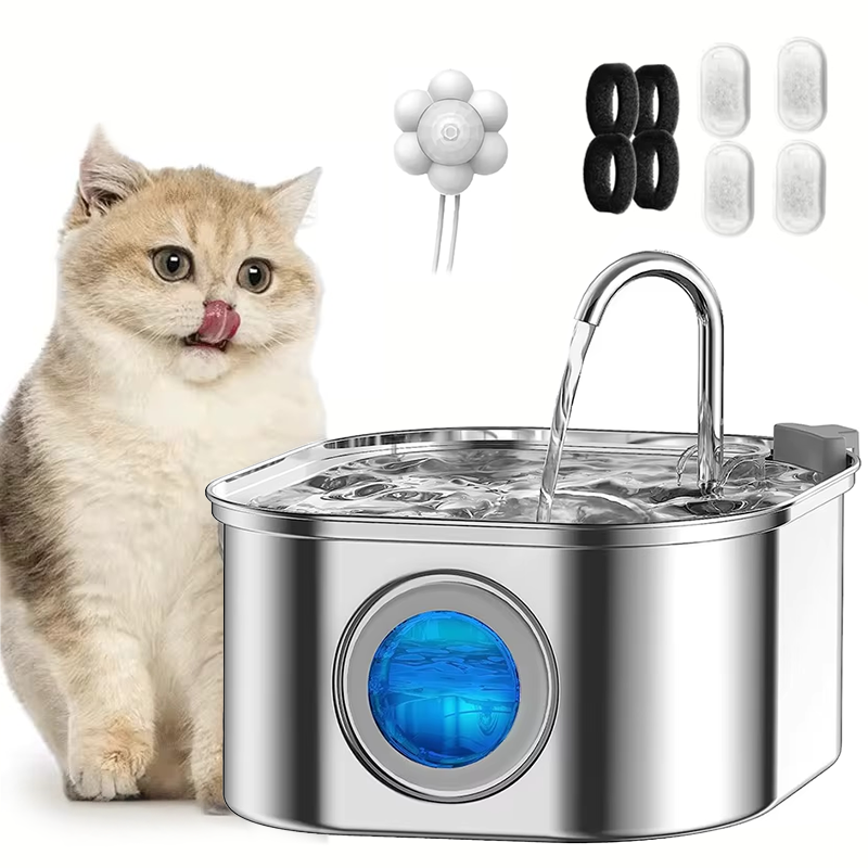 Travel Accessories Kmart - 3,2L Edelstahl Haustier-Wasserspender Automatischer Katzenbrunnen Intelligenter