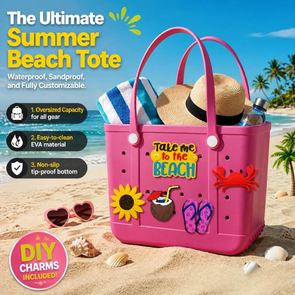 Travel Access - Übergroße Gummi-Strandtasche für Damen, Sanddichte Reisetasche
