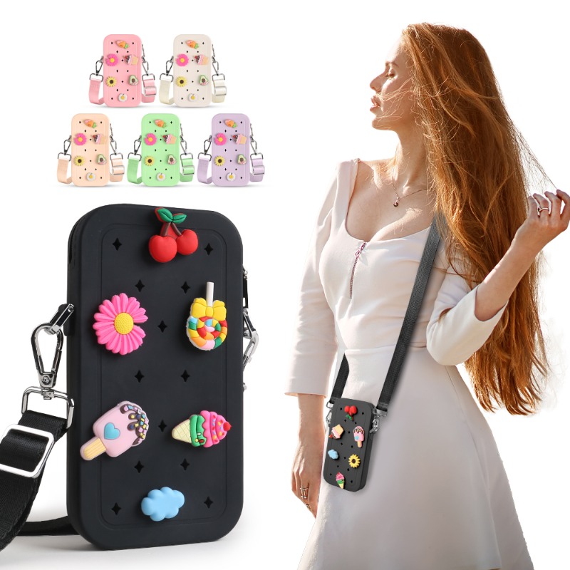 Travel Accessories Organizer Bag - Multifunktionale Tragbare Silikon-Umhängetasche Wasserdichte Reißverschluss-Reisetasche Einfarbiger