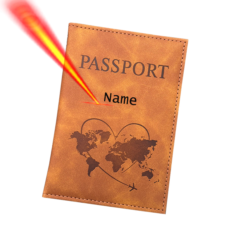 Travel Accessories Personalised - Personalisierter Name, Reisepasshülle, Reisebrieftasche, gravierter Lederbezug,